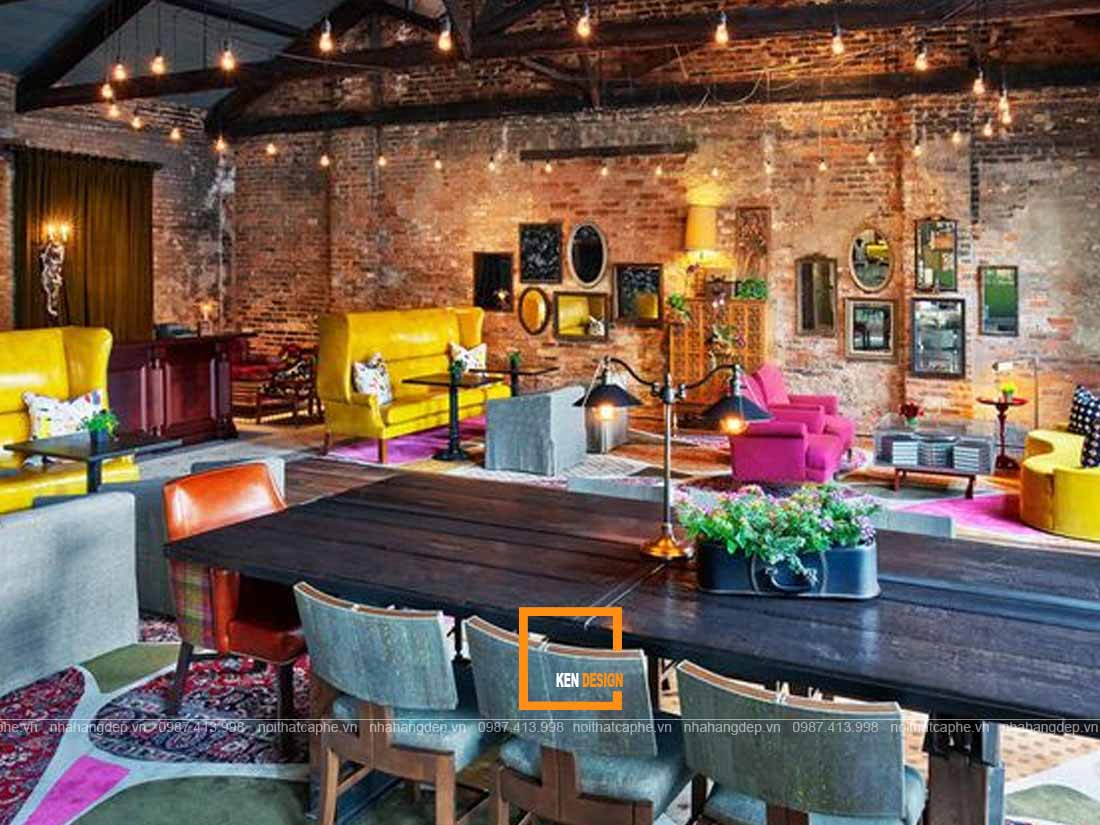 Thiết kế quán cafe phong cách Retro với nội thất màu sắc